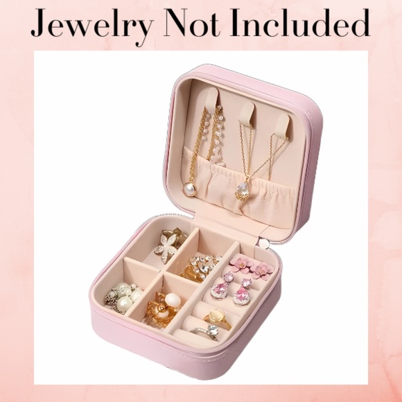 Pink Small PU Leather Jewelry Organizer Box -- Multiple Sections - Zipper - NWT - Picture 2 of 6